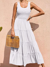 Women's Solid Color Pleated Panel Sleeveless Swing Dress