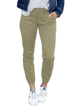 Women's Slim Pocket Cropped Pants New Solid Color Lace-Up Leisure Pants