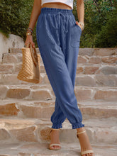 Women's Woven Solid Color Casual High Waisted Pants