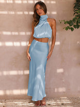 Women's sexy bib top drape skirt elegant two-piece set