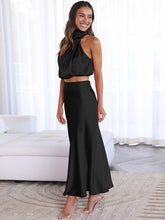 Women's sexy bib top drape skirt elegant two-piece set