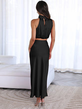 Women's sexy bib top drape skirt elegant two-piece set