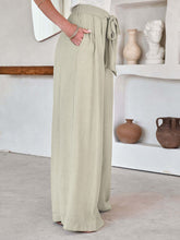 Women's Solid Color Drawstring Knot Wide Leg Trousers