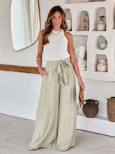 Women's Solid Color Drawstring Knot Wide Leg Trousers