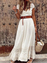 New V-neck long lace stitching elegant dress dress