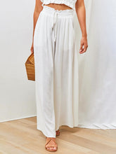 Women's Solid Color Elastic Waist Wide Leg High Waist Trousers