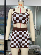 Women's Checkerboard Camisole + Shorts Two-Piece Set