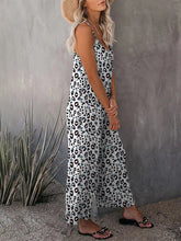 Women's Casual Sleeveless Leopard Print Pocket Loose Suspender Jumpsuit