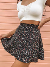 Floral skirt high waist umbrella skirt invisible zipper chiffon printed skirt for women