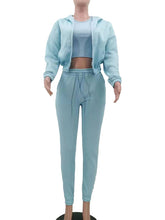 Women's Knitted Casual Sports Fleece Hooded Three-piece Suit