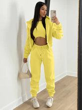 Women's Knitted Casual Sports Fleece Hooded Three-piece Suit