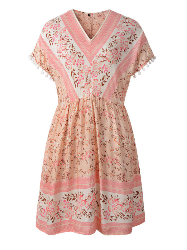 Bohemian Summer Floral Woven Sleeveless Dress