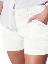 New fashion all-match women's high elastic twill large pocket solid color casual shorts