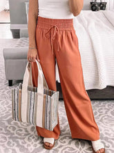 Loose Home Casual Trousers Mid-Waist Solid Color Lace-Up Wide-Leg Pants