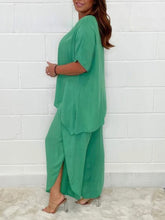 New women's light and breathable split side wide-leg pants suit