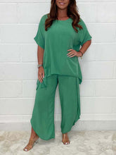 New women's light and breathable split side wide-leg pants suit