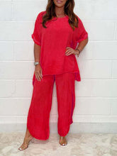 New women's light and breathable split side wide-leg pants suit