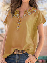 Women's loose western ethnic style top short-sleeved t-shirt