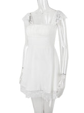 Lace Square Neck Slip Dress Slim Backless White French Dress