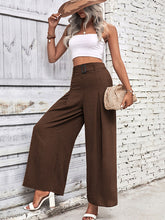 women's summer high waist wide leg casual pants with belt