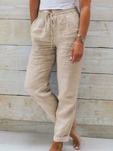 Women's Elastic Waist Solid Color Wide Leg Pants Loose Trousers