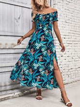 Tropical Floral Print Off-Shoulder Vacation Dress