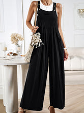Women's solid color casual all-match loose wide-leg jumpsuit