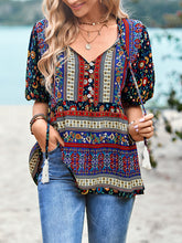 Bohemian Print Button Up Women's Blouse