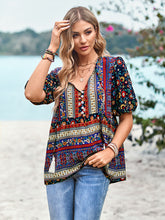 Bohemian Print Button Up Women's Blouse