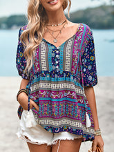 Bohemian Print Button Up Women's Blouse