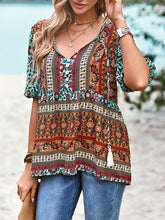 Bohemian Print Button Up Women's Blouse