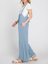 New jumpsuit solid color all-match lace-up loose double side pocket wide-leg trousers