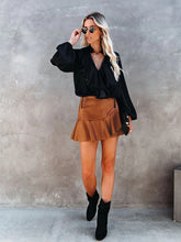 High Waist Ruffle Irregular Sexy Babes PU Skirt