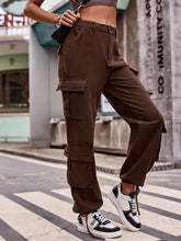 Loose Drawstring Pocket Athletic Denim Cargo Pants