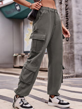 Loose Drawstring Pocket Athletic Denim Cargo Pants