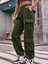 Loose Drawstring Pocket Athletic Denim Cargo Pants