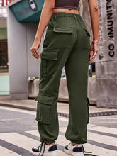 Loose Drawstring Pocket Athletic Denim Cargo Pants