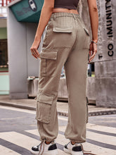 Loose Drawstring Pocket Athletic Denim Cargo Pants