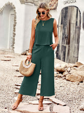 Suit elegant sleeveless top cropped pants ladies two-piece set