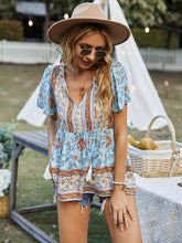 Bohemian Print Casual Resort Style Short Sleeve Ladies Top