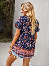 Bohemian Print Casual Resort Style Short Sleeve Ladies Top