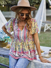 Bohemian Print Casual Resort Style Short Sleeve Ladies Top