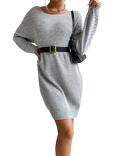 Fashion Ladies Loose Gray Long Sleeve Long Sweater Dress