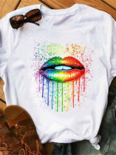 Women's Graphic Lip Print Leisure T-Shirt