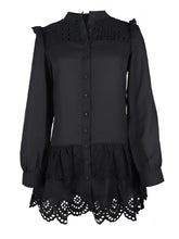 New Fashion Sexy Hollow Lace Shirt Dress