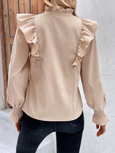 women's ruffled tie long sleeve blouse