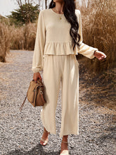 Temperament casual suit solid color long-sleeved top loose trousers