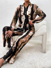 Casual printed suit long-sleeved tops and trousers two pieces set