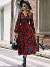 women's autumn winter long sleeve printed dress long skirt