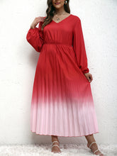 New plus size women's temperament gradient pleated dress